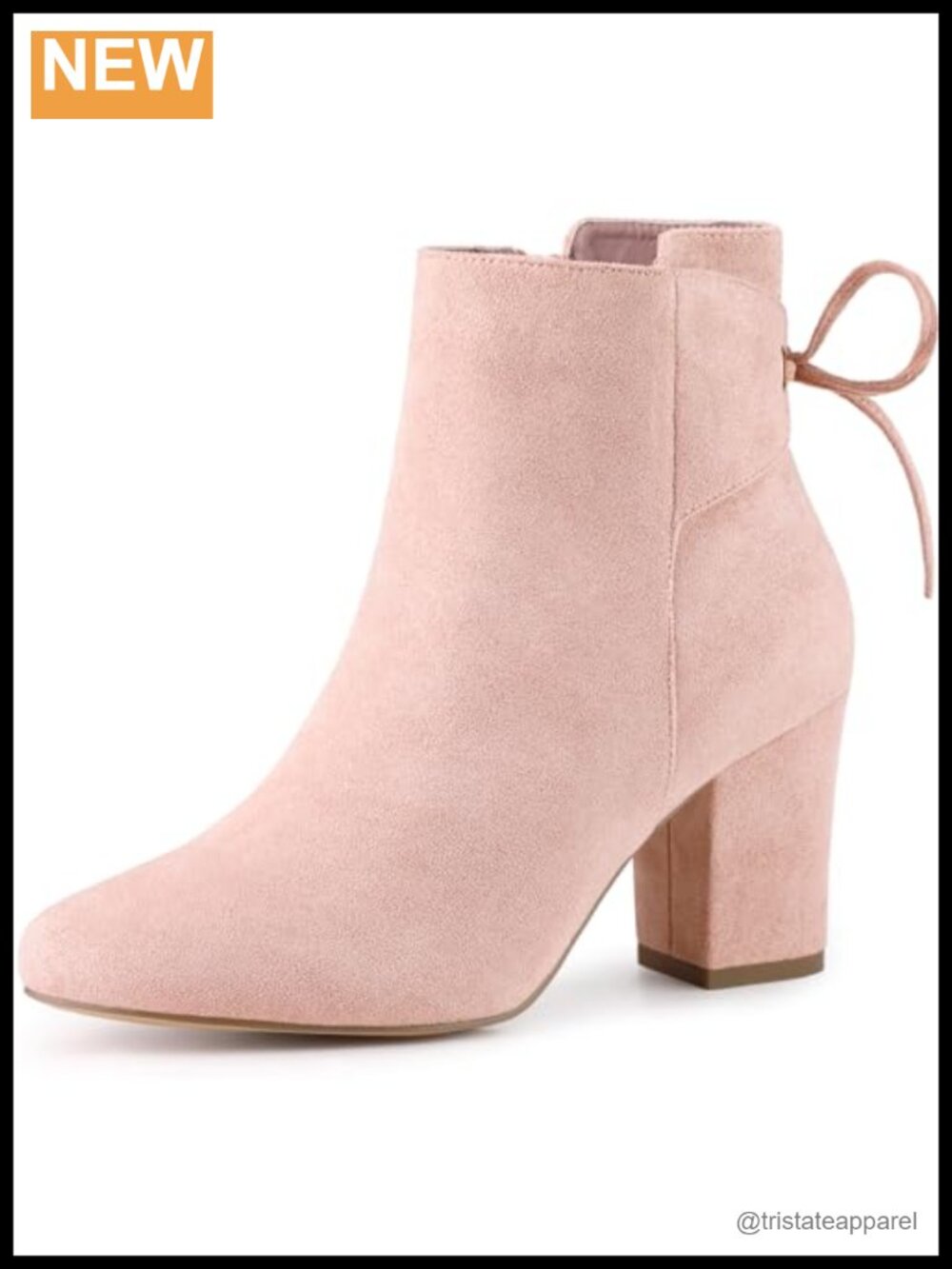 Chunky High Heels Ankle Boots for Women Faux Suede Lace Up Side Zip